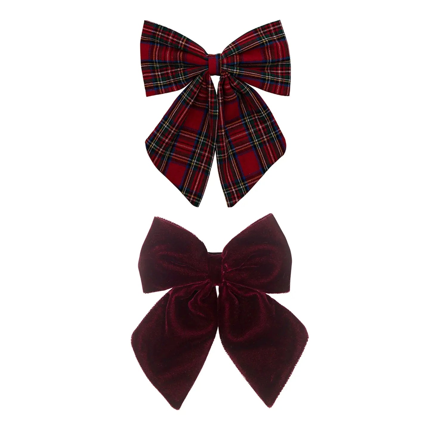 Tartan agnes bow clips - red Mimi & Lula