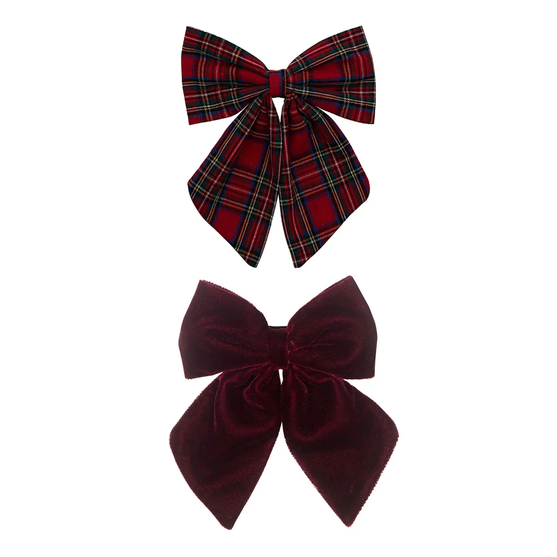 Tartan agnes bow clips - red Mimi & Lula