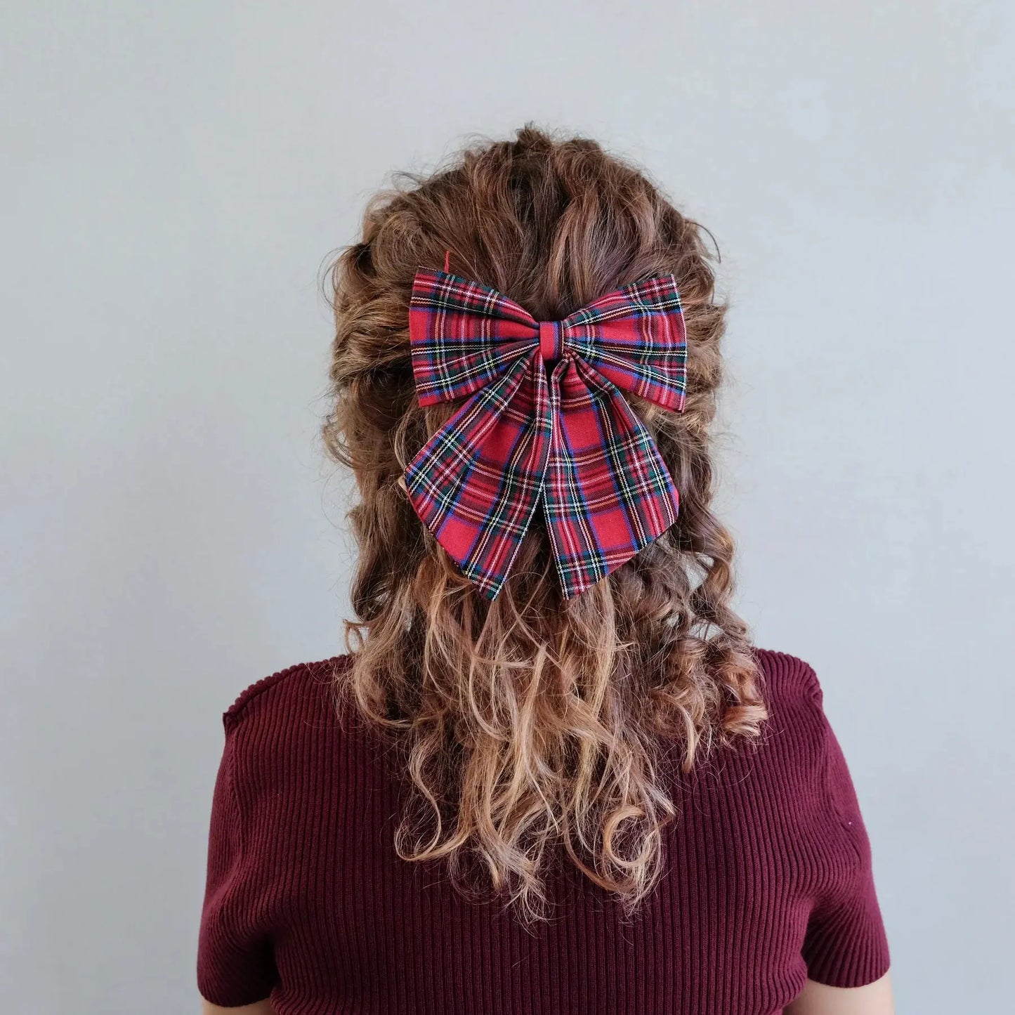 Tartan agnes bow clips - red Mimi & Lula