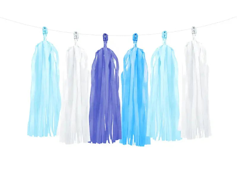 Tassel garland, mix blue Partydeco