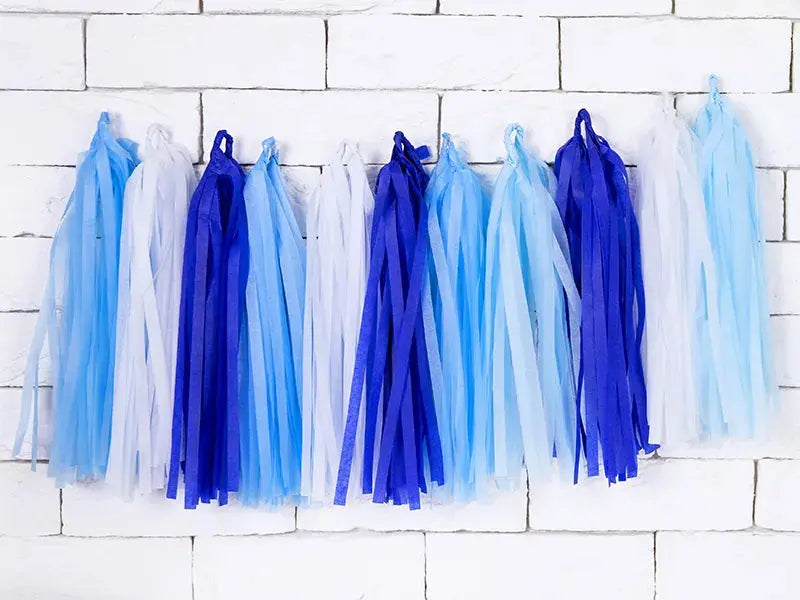 Tassel garland, mix blue Partydeco