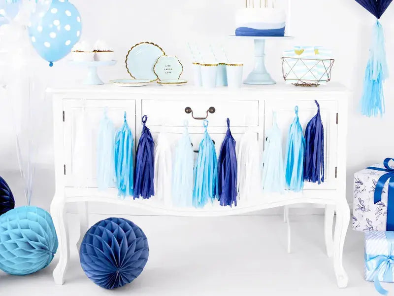 Tassel garland, mix blue Partydeco