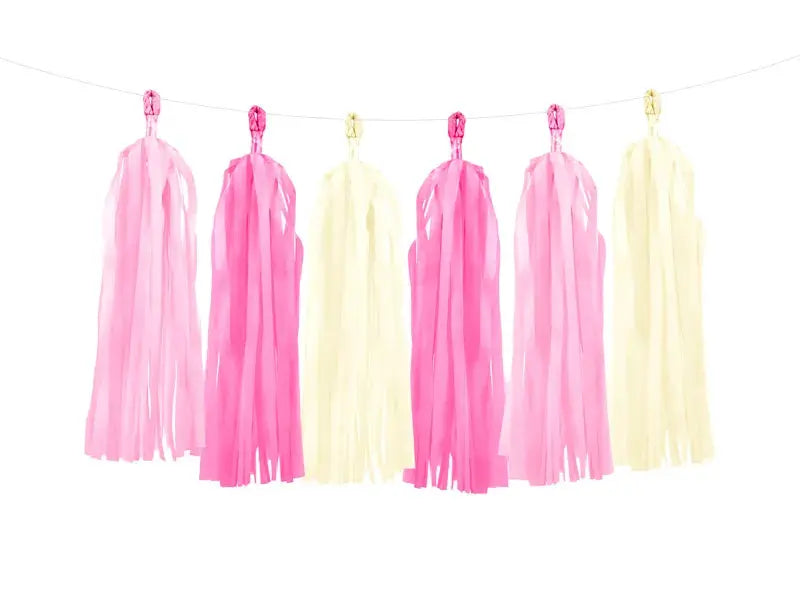 Tassel garland, mix cream pink Partydeco