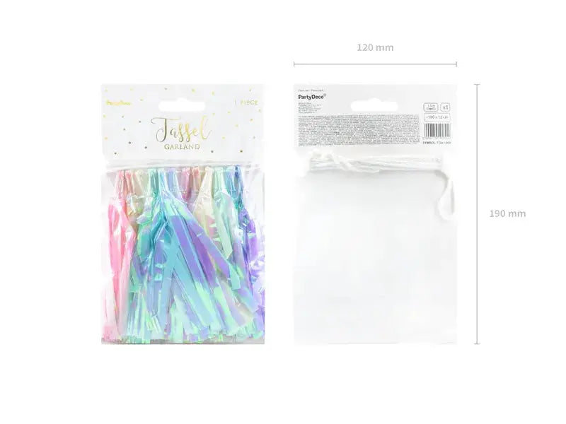 Tassel garland, mix pastel 1.2m Partydeco