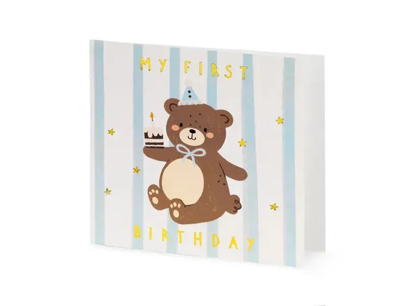 Teddy Bear Birthday Card, mix, 14x14 cm Partydeco