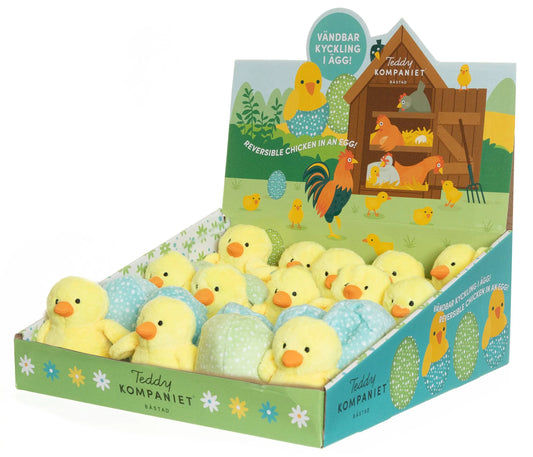 Teddykompaniet - Reversible Chicken in Egg, Displaybox Teddykompaniet