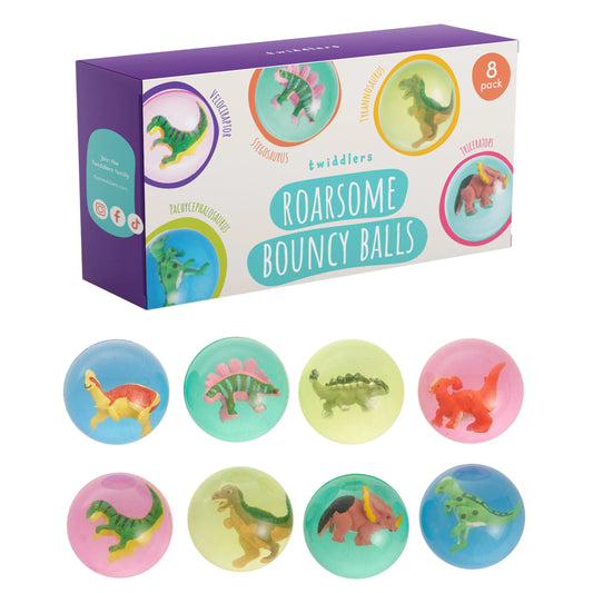 The Twiddlers - 8 Dinosaur Bouncy Rubber Balls (4.5cm) The Twiddlers