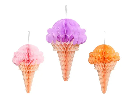 Tissue paper decorations Ice cream, 20-30 cm, mix Partydeco