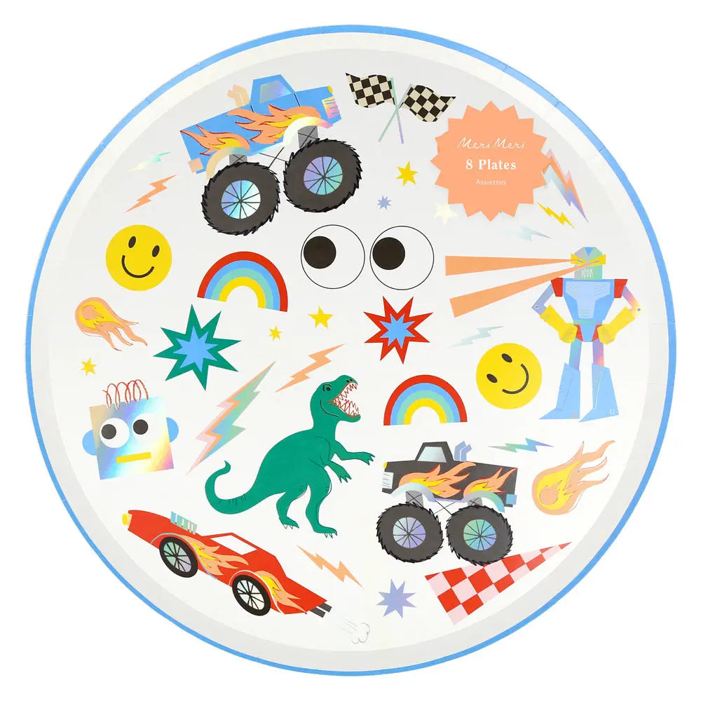 Toybox icon dinner plates X8 Meri Meri