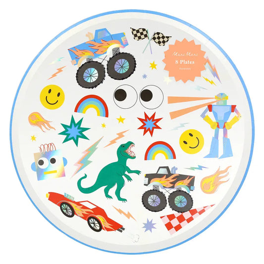 Toybox icon dinner plates X8 Meri Meri