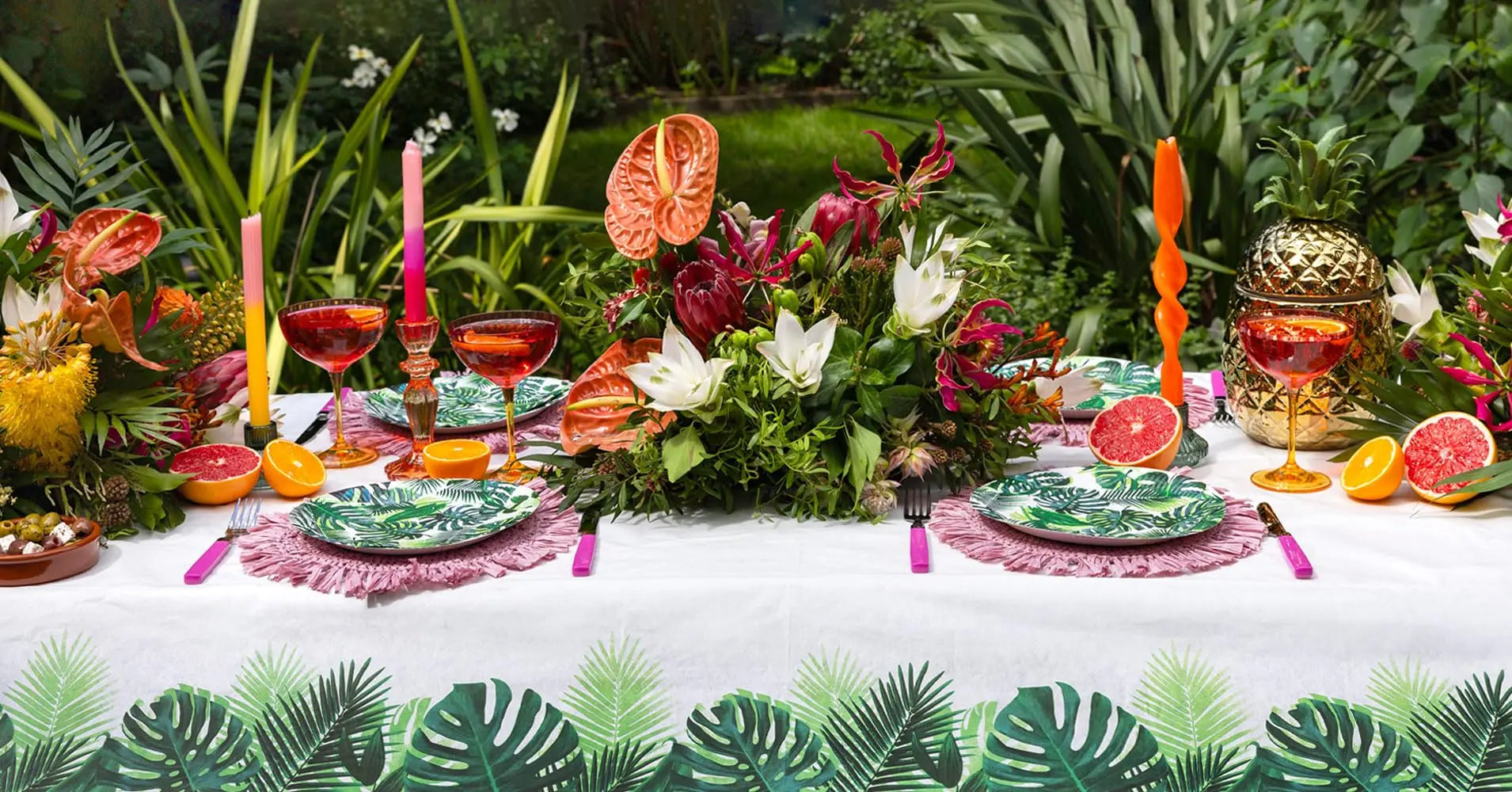 Tropical Paper Table Cover Talking Tables