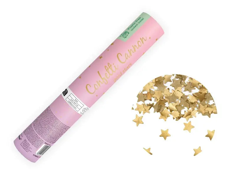 Tube shooting gold stars, 20 cm Partydeco