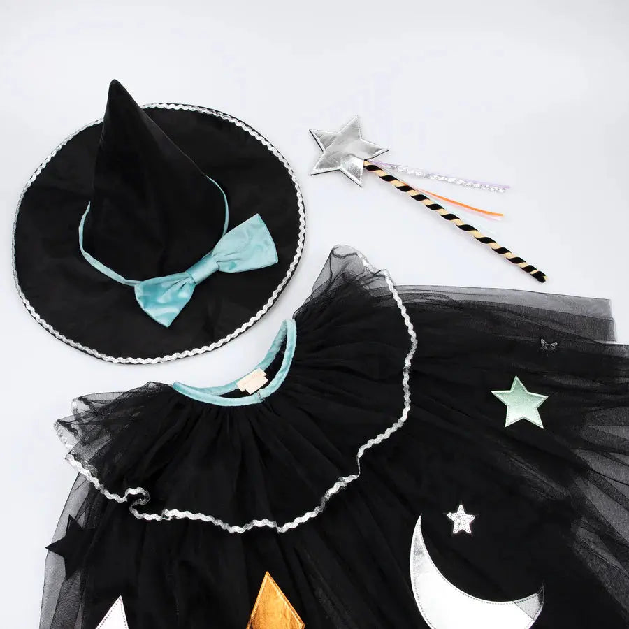 Tulle appliqué witch cape, hat & wand Meri Meri