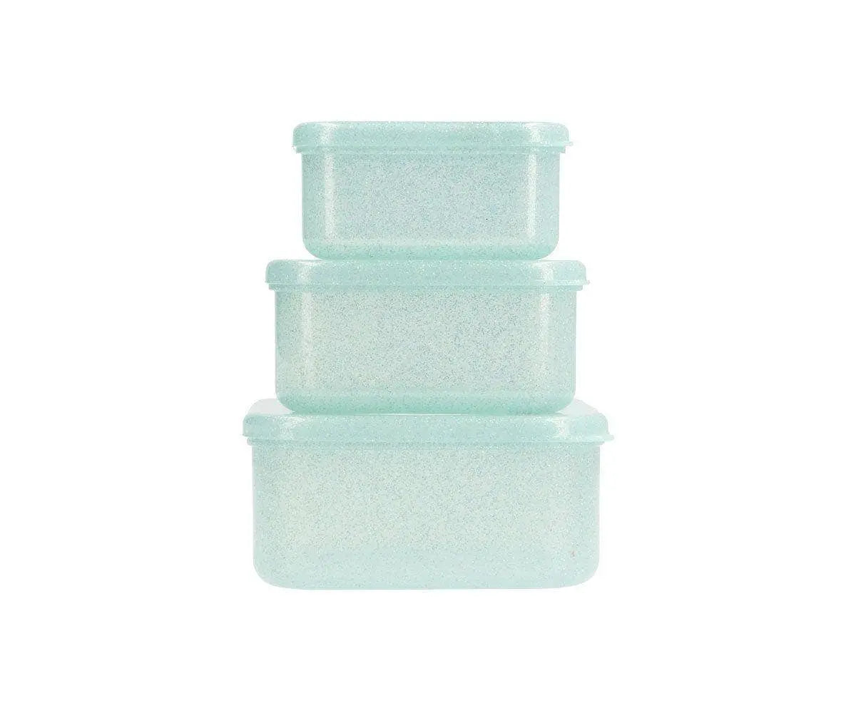 Tutete - 3 Aqua Glitter Turquoise Lunch Boxes Tutete