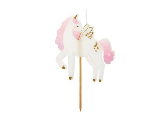Unicorn Birthday Candle, 9 cm, mix Partydeco