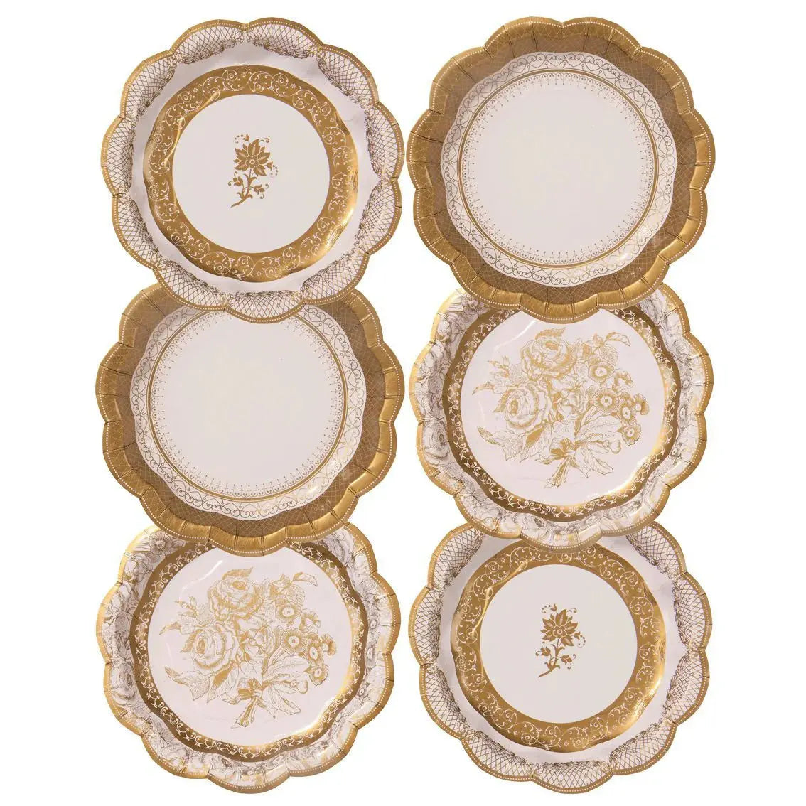 Vintage Gold Small Paper Plates - 12 Talking Tables