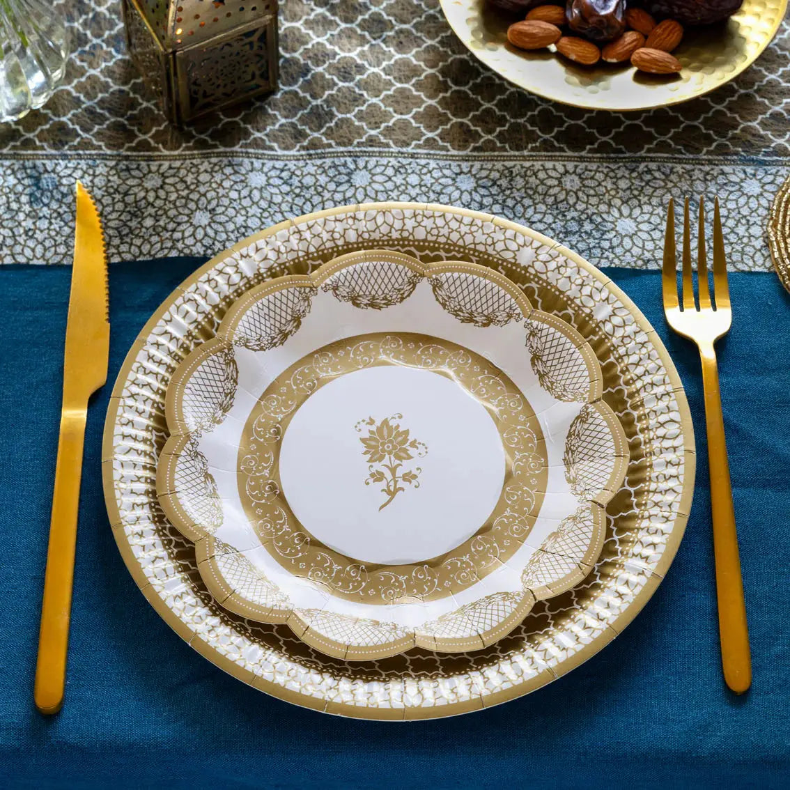 Vintage Gold Small Paper Plates - 12 Talking Tables