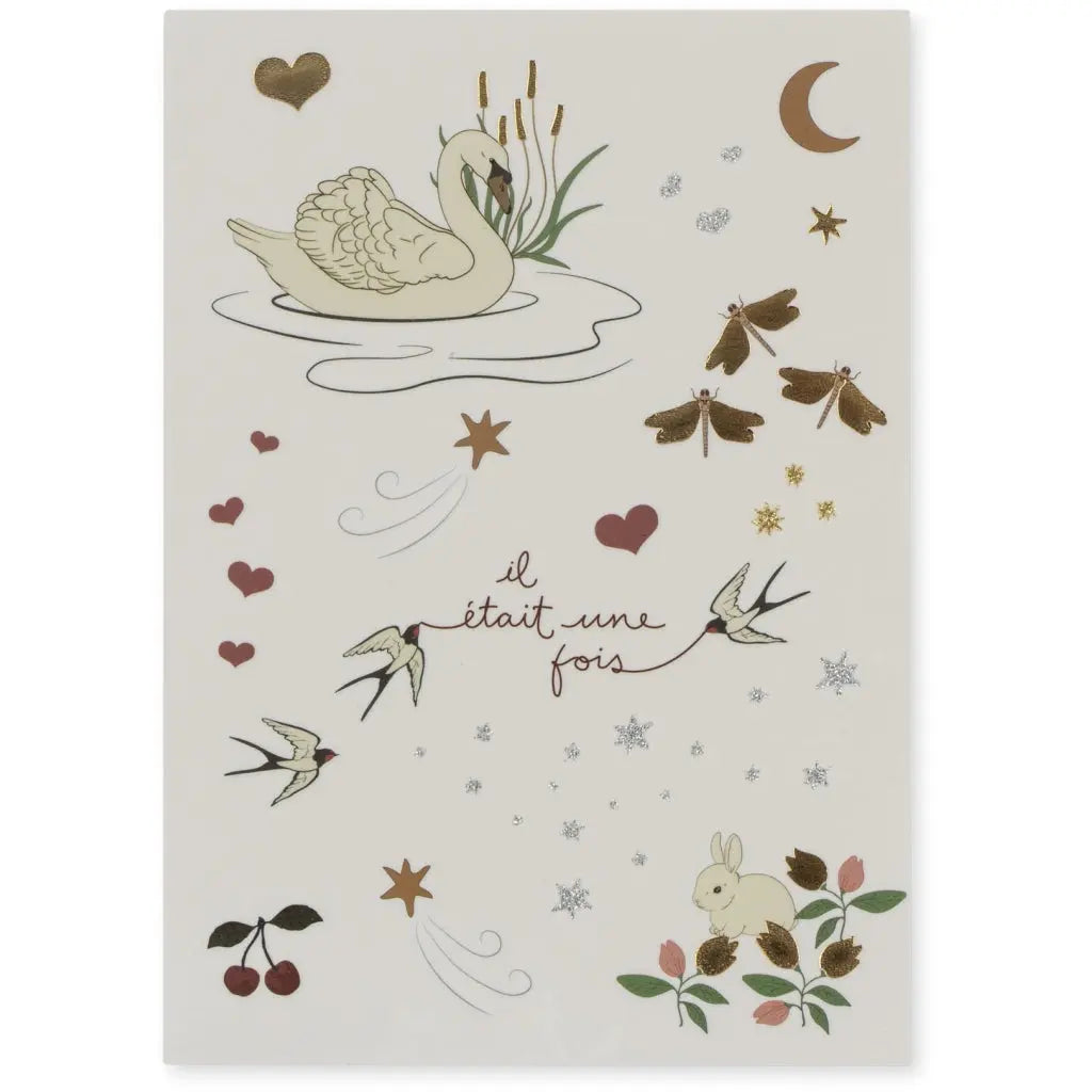 WATER BASED TEMPORARY TATTOOS - Swan-  3 sheets Konges Slojd