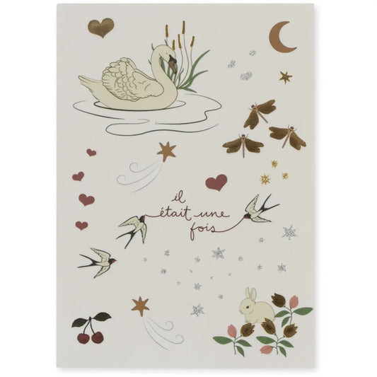 WATER BASED TEMPORARY TATTOOS - Swan-  3 sheets Konges Slojd