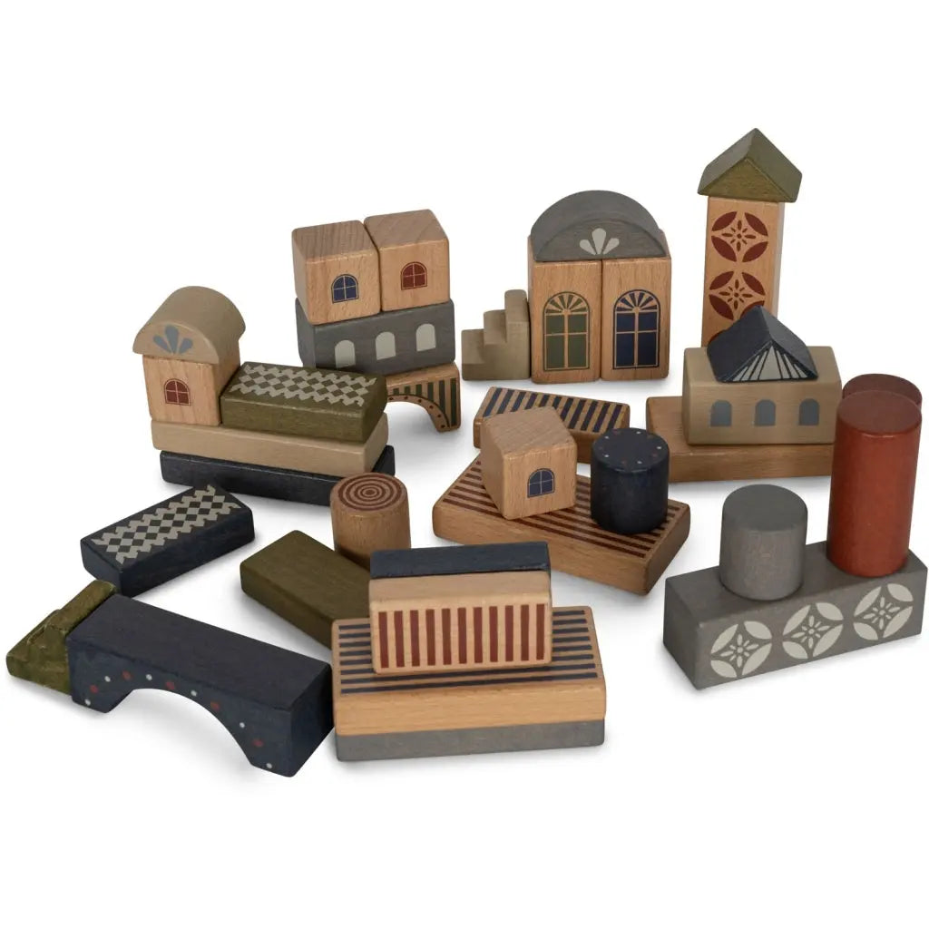 WOODEN BUILDING BLOCKS WITH PRINT Konges Slojd