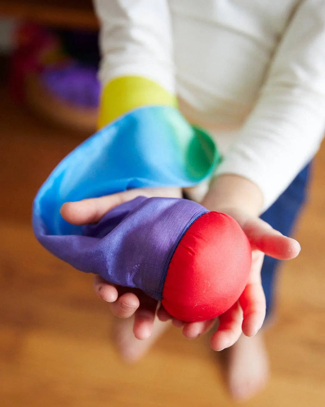 Waldorf Toy for Throwing, Movement Play: Rainbow Sarah’s Silks