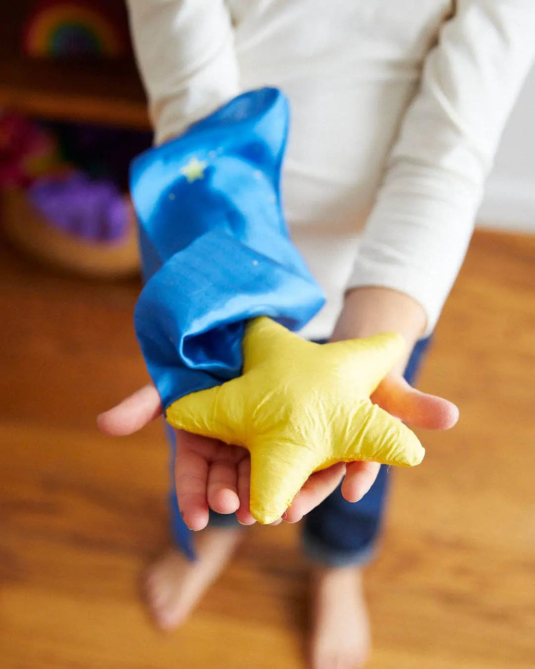 Waldorf Toy for Throwing, Movement Play: Rainbow Sarah’s Silks
