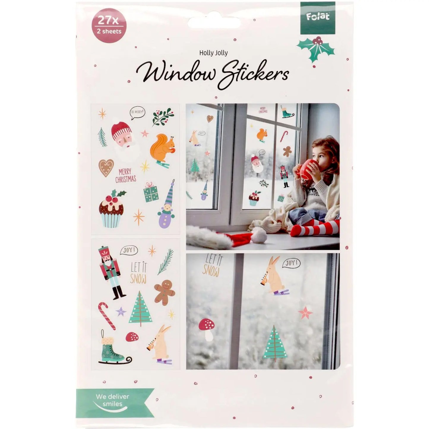 Window stickers - Christmas symbols - Holly Jolly - 27 pieces Folat