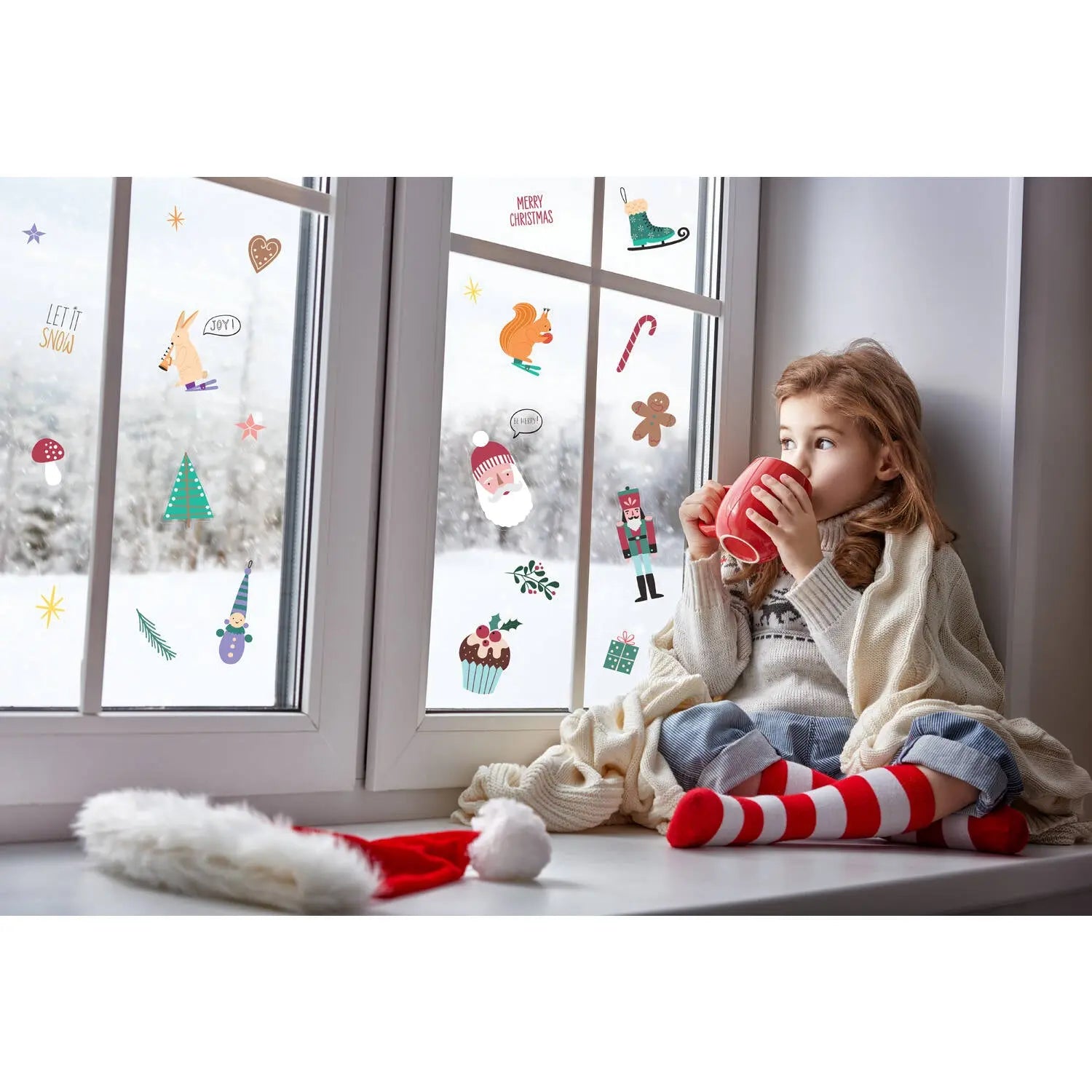 Window stickers - Christmas symbols - Holly Jolly - 27 pieces Folat