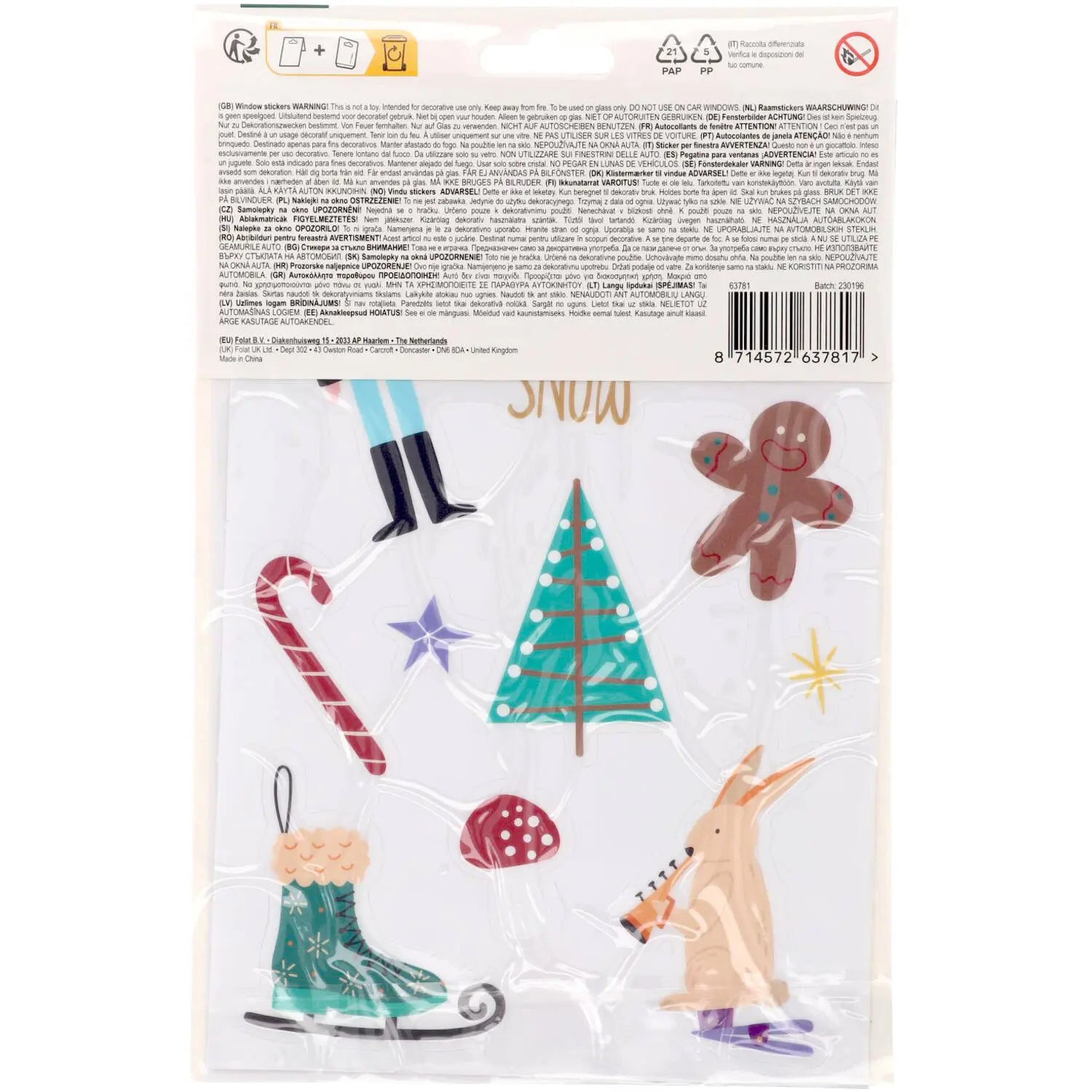 Window stickers - Christmas symbols - Holly Jolly - 27 pieces Folat