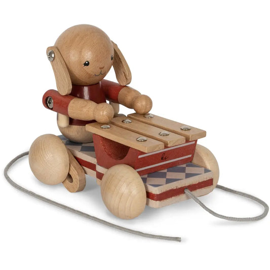 Wooden Pull Bunny Music Konges Slojd