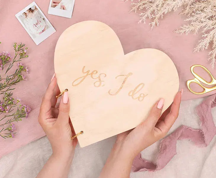 Wooden guest book - Heart, 26.5x25 cm Partydeco