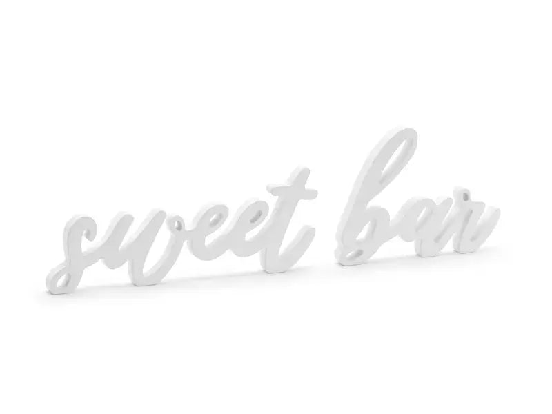 Wooden inscription Sweet bar, white, 37x10cm Partydeco