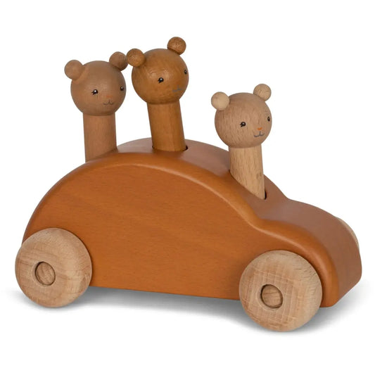 Wooden pop-up car FSC - KONGES SLØJD - 23 AW - wooden toys bear family Konges Slojd