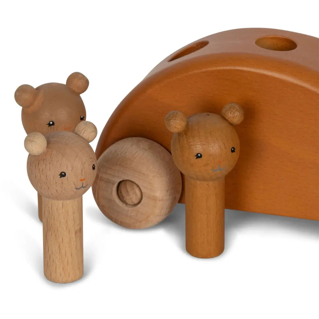 Wooden pop-up car FSC - KONGES SLØJD - 23 AW - wooden toys bear family Konges Slojd