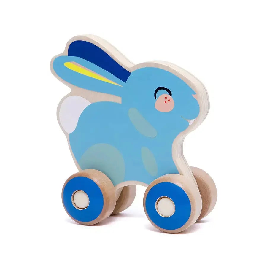 Wooden push toy blue rabbit Petit Monkey