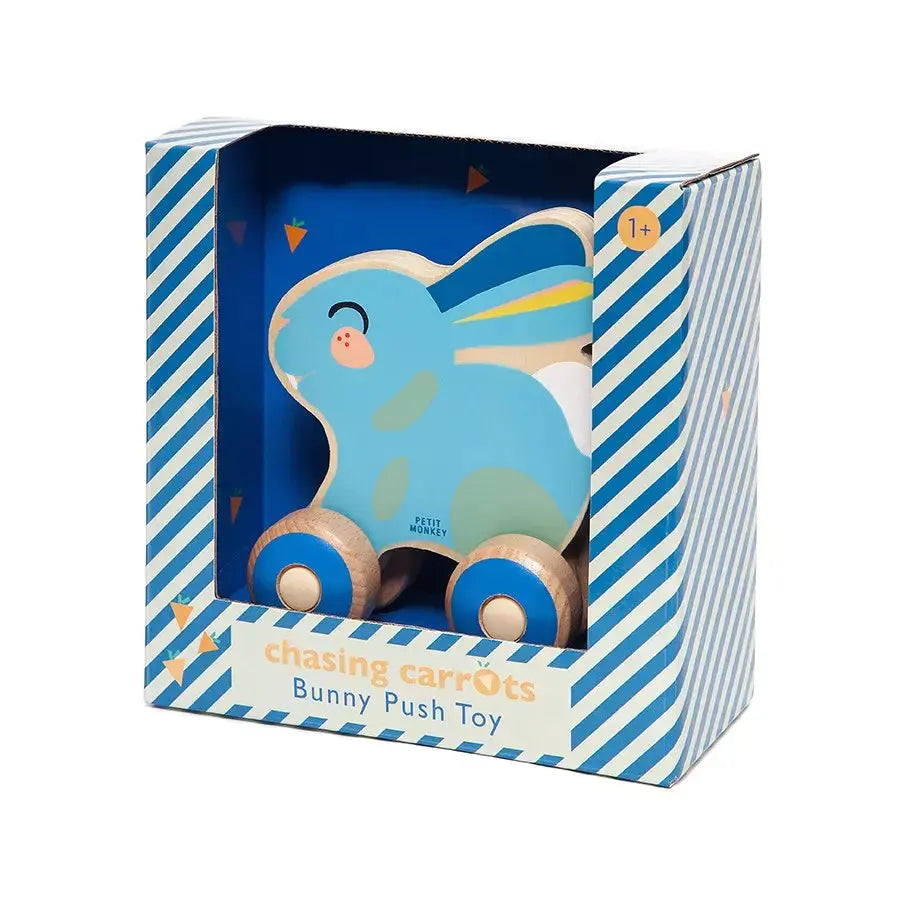 Wooden push toy blue rabbit Petit Monkey