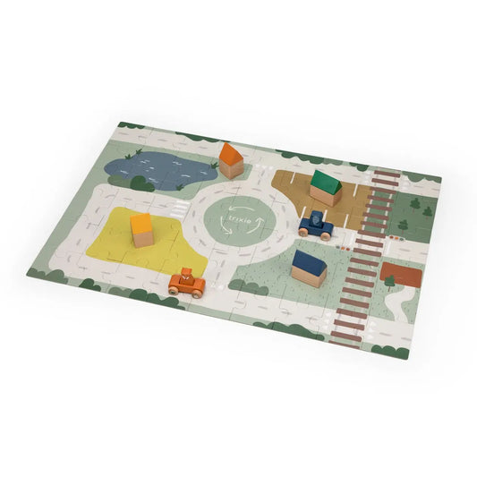 Wooden road puzzle with accessories Trixie