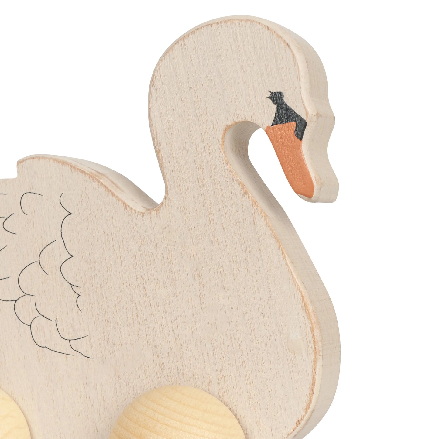 Wooden rolling swan fsc - cream off white Konges Slojd