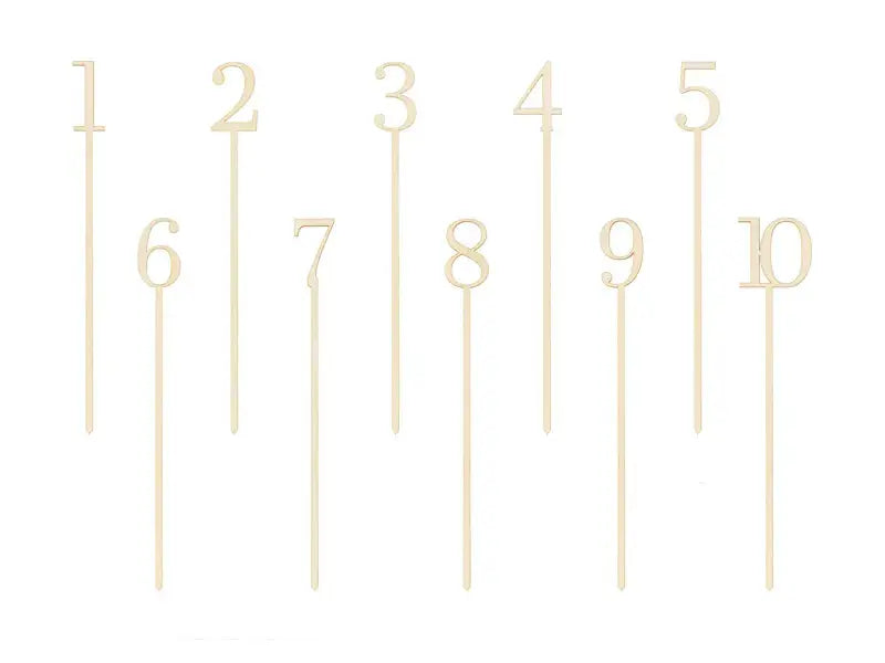Wooden table numbers 1 - 10, 25 cm Partydeco