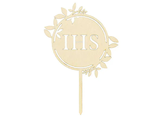 Wooden topper IHS, 23cm Partydeco