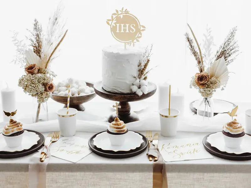 Wooden topper IHS, 23cm Partydeco