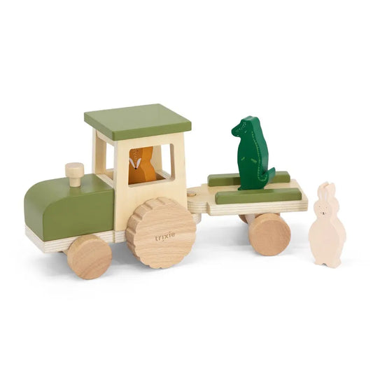 Wooden tractor with trailer Trixie