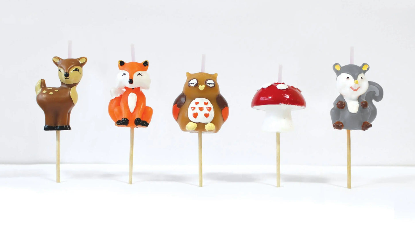 Woodland Cake Candles Smiling Faces