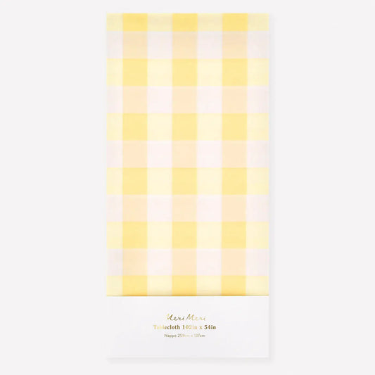 Yellow Gingham Paper Tablecloth Meri Meri