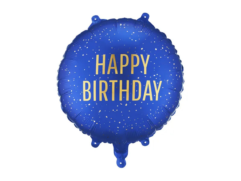 Foil balloon Happy Birthday, 35x35 cm, navy blue