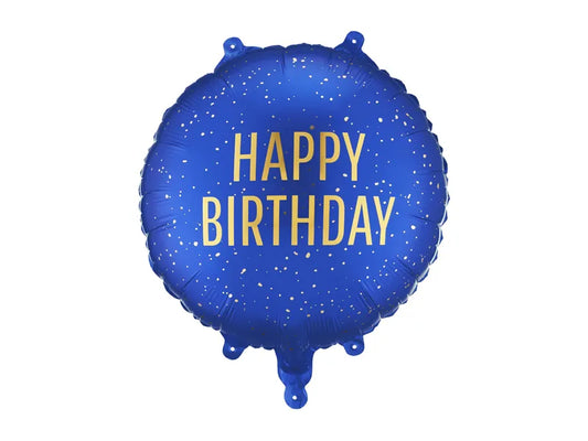 Foil balloon Happy Birthday, 35x35 cm, navy blue