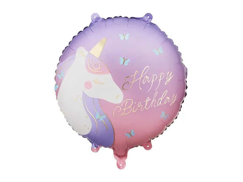 Foil balloon Happy Birthday with unicorn, 35x35 cm, mix