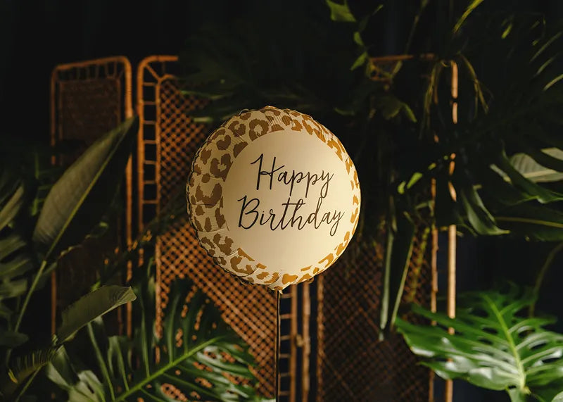 Foil balloon tablet ''Happy Birthday'' with leopard print, 35x35 cm, mix