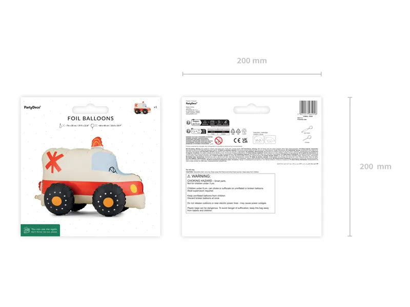Standing foil balloon Ambulance, 68x48 cm, mix