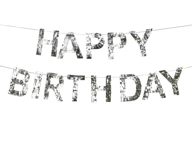 Happy Birthday Banner, 2.2m, silver